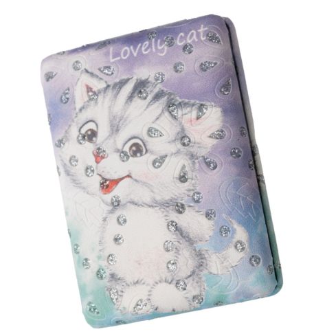 Oglinda poseta, 8,5 x 6 cm model pisica - Mov